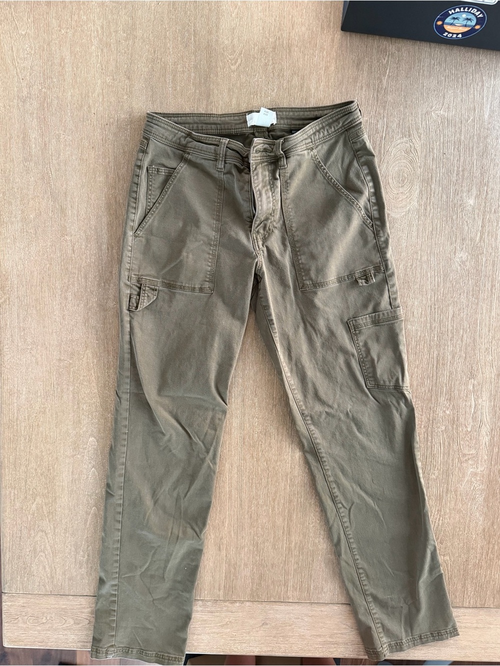 H&M Women’s Olive Green Utility Cargo Pants Size 6 Straight Leg Stretch